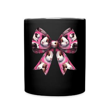 Coquette Bow Guinea Pig Pattern Cute Pet Mom Girl - Full Colour Mug - black - Front