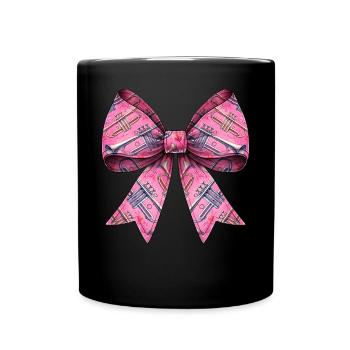 Coquette Bogen Trompete Instrument Muster - Tasse einfarbig - Schwarz - Vorne