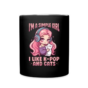 Anime K Pop & Cats Kawaii - Tasse einfarbig - Schwarz - Vorne