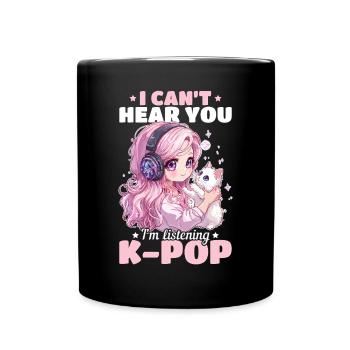 Anime K Pop & Cats Kawaii - Tasse einfarbig - Schwarz - Vorne