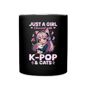 Anime K Pop & Cats Kawaii - Tasse einfarbig - Schwarz - Vorne