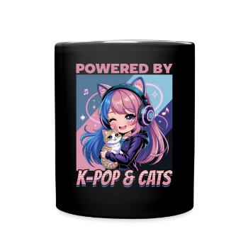 Anime K Pop & Cats Kawaii - Tasse einfarbig - Schwarz - Vorne