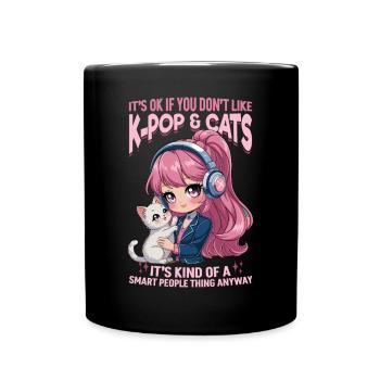 Anime K Pop & Cats Kawaii - Tasse einfarbig - Schwarz - Vorne