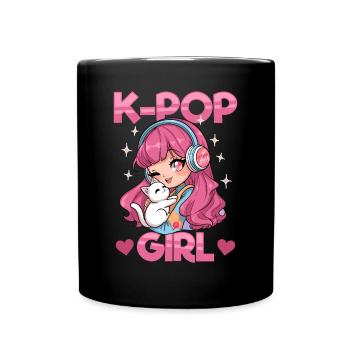 Anime K Pop & Cats Kawaii - Tasse einfarbig - Schwarz - Vorne