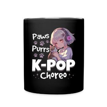 Anime K Pop & Cats Kawaii - Tasse einfarbig - Schwarz - Vorne