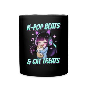 Anime K Pop & Cats Kawaii - Tasse einfarbig - Schwarz - Vorne
