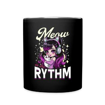 Anime K Pop & Cats Kawaii - Tasse einfarbig - Schwarz - Vorne