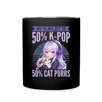 Anime K Pop & Cats Kawaii - Tasse einfarbig - Schwarz - Vorne