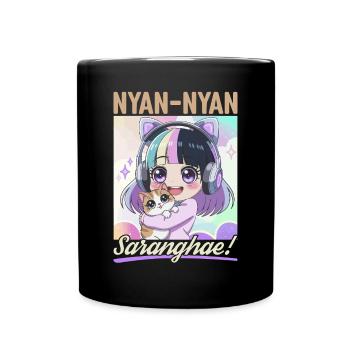 Anime K Pop & Cats Kawaii - Tasse einfarbig - Schwarz - Vorne