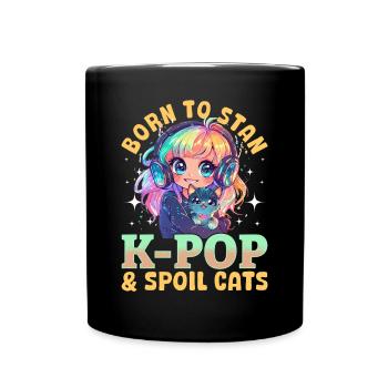Anime K Pop & Cats Kawaii - Tasse einfarbig - Schwarz - Vorne