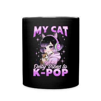 Anime K Pop & Cats Kawaii - Tasse einfarbig - Schwarz - Vorne