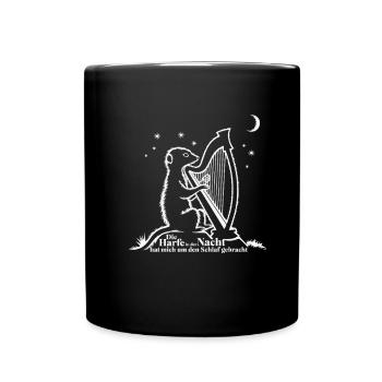 Erdmännchen mit Harfe in der Nacht- Harfenist - Tasse einfarbig - Schwarz - Vorne