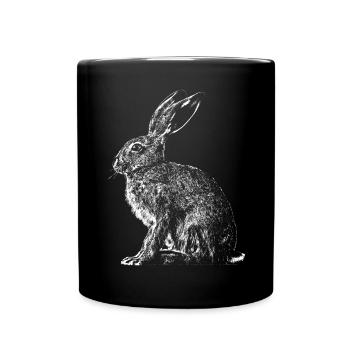 Hase / Feldhase / Häschen - Tasse einfarbig - Schwarz - Vorne