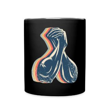 Arm Wrestling Arm Wrestler Retro Line Art - Full Colour Mug - black - Front