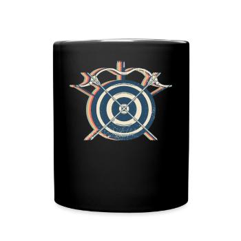 Bogenschießen Bogenschütze Bogen und Pfeil Retro - Tasse einfarbig - Schwarz - Vorne