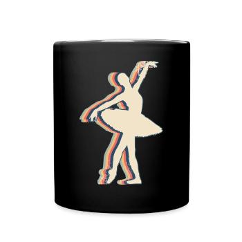 Ballet Danse Ballerine Danseuse Rétro Line Art - Mug uni - noir - Devant