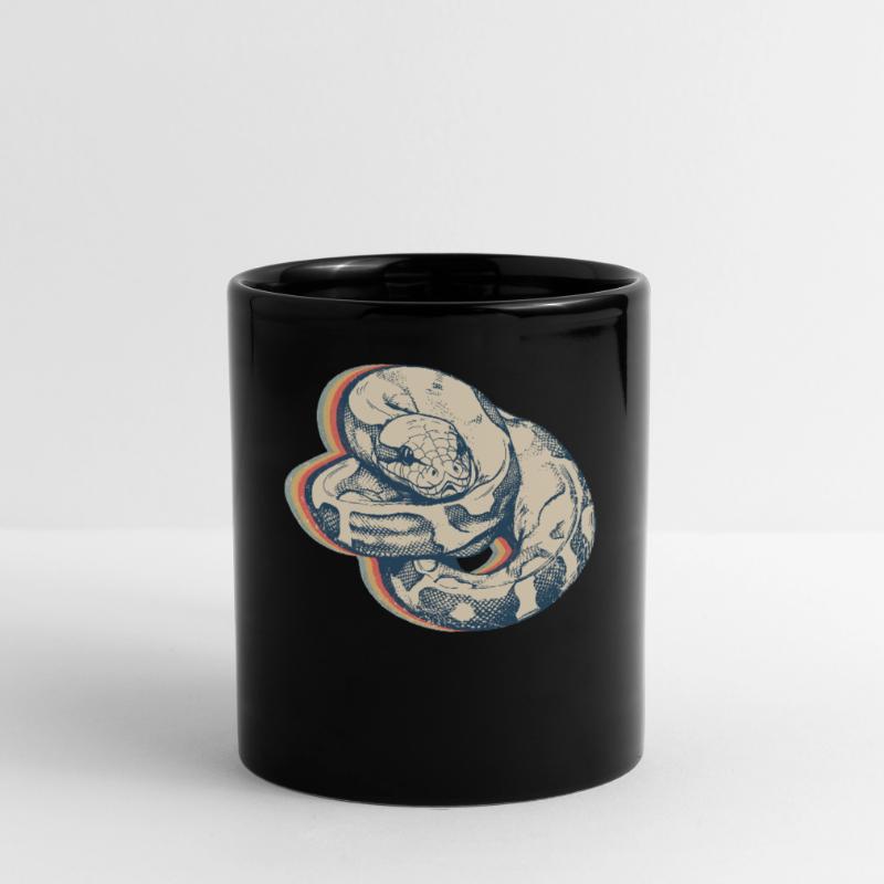Ball Python Snake Retro Line Art Full Colour Mug