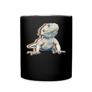 Dragon-barbu lézard Rétro Line Art - Mug uni - noir - Devant