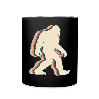 Bigfoot Sasquatch Yeti Retro Line Art - Full Colour Mug - black - Front