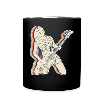 Bassist Bassist Gitarrist Gitarre Retro - Tasse einfarbig - Schwarz - Vorne
