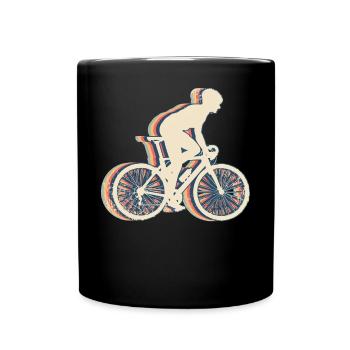Cycling Biker Cyclist Bicycle Retro Line - Full Colour Mug - black - Front