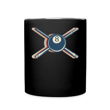 Billard Pool Queue Spieler Team Retro Line Art - Tasse einfarbig - Schwarz - Vorne
