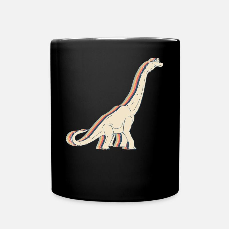 Brachiosaurus Dinosaurier Retro Line Art - Tasse einfarbig - Schwarz
