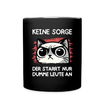 Grumpy Blick – Der starrt nur dumme Leute an - Tasse einfarbig - Schwarz - Vorne