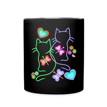 Printemps Eté Rétro Chats Chat Enfants Années 80 - Mug uni - noir - Devant
