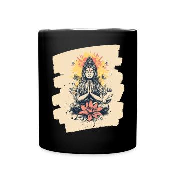 Yoga Namaste Meditation - Tasse einfarbig - Schwarz - Vorne