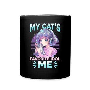 Anime K Pop & Cats Kawaii - Tasse einfarbig - Schwarz - Vorne