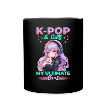 Anime K Pop & Cats Kawaii - Tasse einfarbig - Schwarz - Vorne
