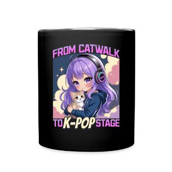Anime K Pop & Cats Kawaii - Tasse einfarbig - Schwarz - Vorne