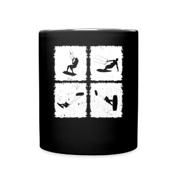 Kitesurfing Silhouette Kiteboarding Kitesurfer - Tasse einfarbig - Schwarz - Vorne