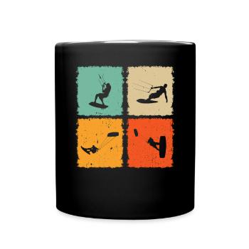 Kitesurfing Silhouette Kitesurfer Kiteboarding - Tasse einfarbig - Schwarz - Vorne