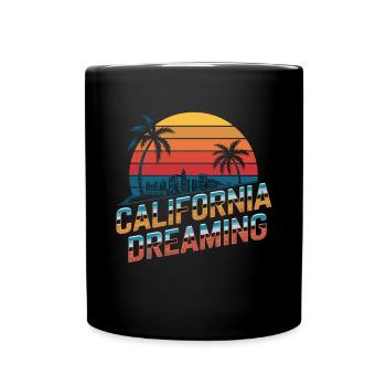 Californie Rêver Coucher de soleil Palmiers Horizon - Mug uni - noir - Devant