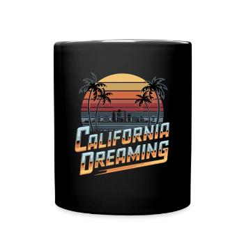Californie Dreaming City Horizon Palmiers Rétro - Mug uni - noir - Devant