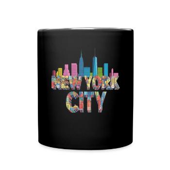 Horizon de New York Architecture colorée - Mug uni - noir - Devant