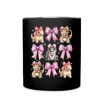 Coquette Bogen Ankylosaurus Dinosaurier Mädchen - Tasse einfarbig - Schwarz - Vorne