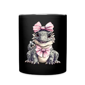 Coquette Bogen Ankylosaurus Dinosaurier Mädchen - Tasse einfarbig - Schwarz - Vorne