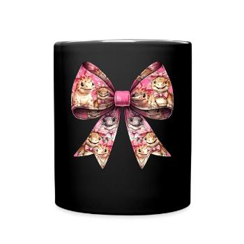Coquette Bow Ankylosaurus Dinosaur Pattern - Full Colour Mug - black - Front