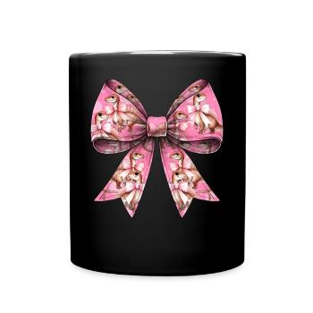 Coquette Bow Spinosaurus Dinosaur Pattern - Full Colour Mug - black - Front