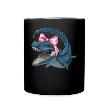 Coquette Bogen Mosasaurus Dinosaurier Mädchen Mama - Tasse einfarbig - Schwarz - Vorne