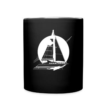 Segelboot Zeichnung - Tasse einfarbig - Schwarz - Vorne