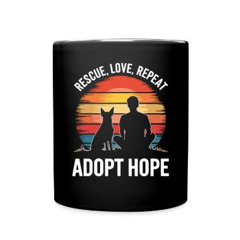 Dog Adoption Sunset - Full Colour Mug - black - Front
