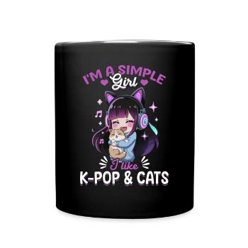 Anime K Pop & Cats Kawaii - Tasse einfarbig - Schwarz - Vorne