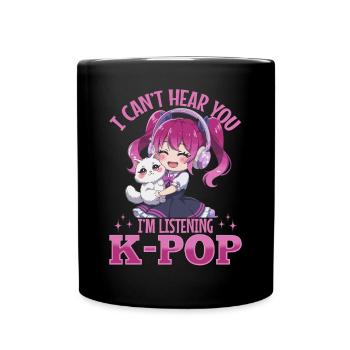 Anime K Pop & Cats Kawaii - Tasse einfarbig - Schwarz - Vorne