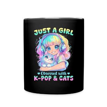 Anime K Pop & Cats Kawaii - Tasse einfarbig - Schwarz - Vorne