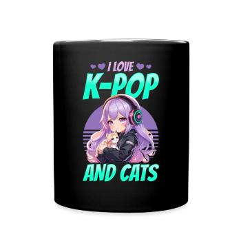 Anime K Pop & Cats Kawaii - Tasse einfarbig - Schwarz - Vorne