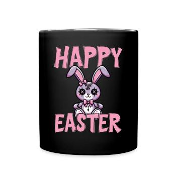 Pastell Goth Hase Frohe Ostern Gruselig Niedlich - Tasse einfarbig - Schwarz - Vorne
